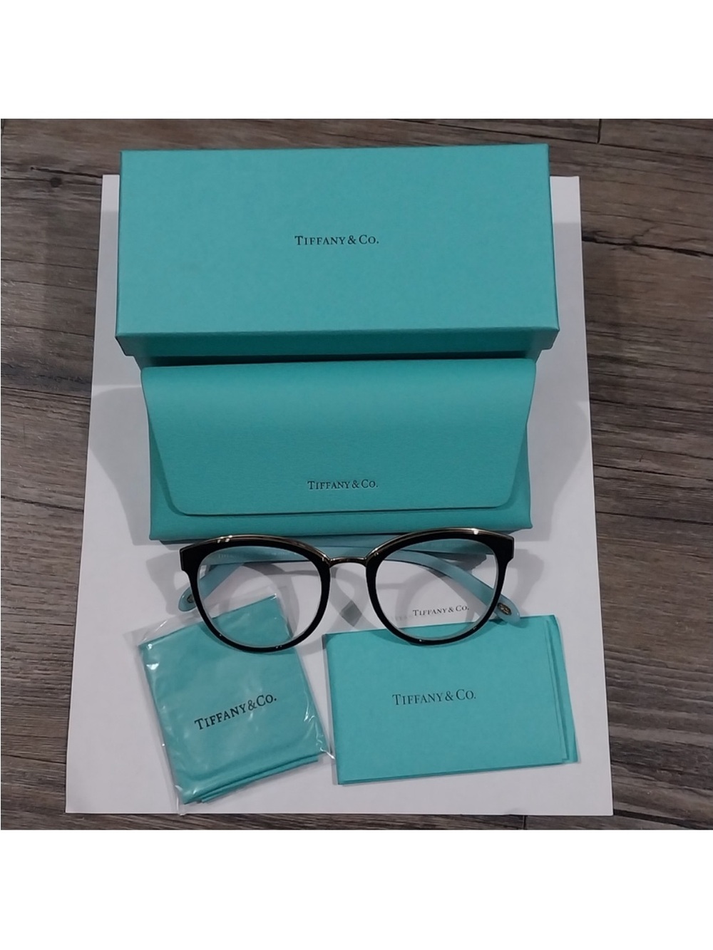 Tiffany & Co Black Round Glasses TF 2162 8055 Black On Blue Eyeglasses 51-20-145 - Picture 12 of 12